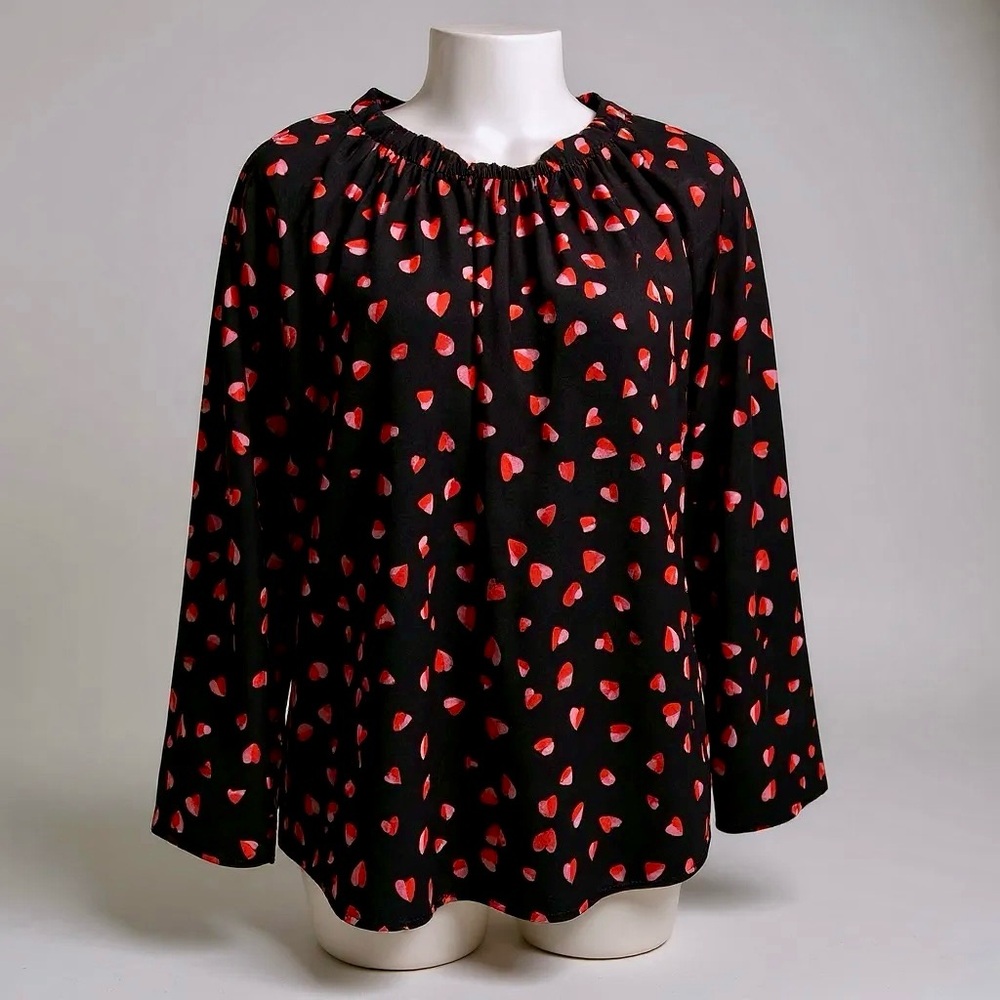 New Ann Taylor Black Blouse with Heart Pattern XL/P